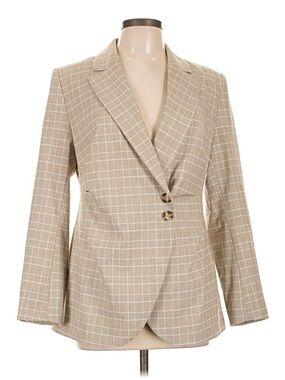 Elie Tahari Tan Beige Windowpane Blazer